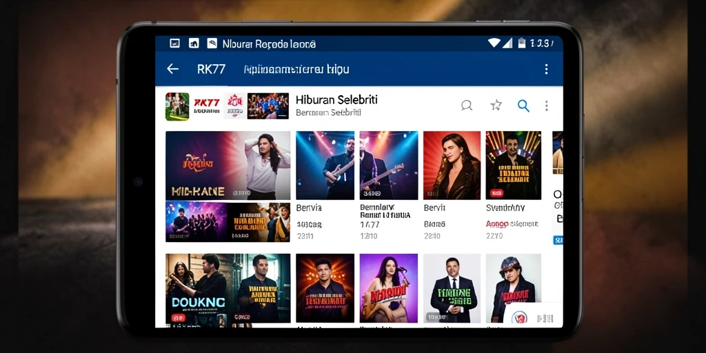Antarmuka RK77 yang menarik dan informatif tentang hiburan selebriti.